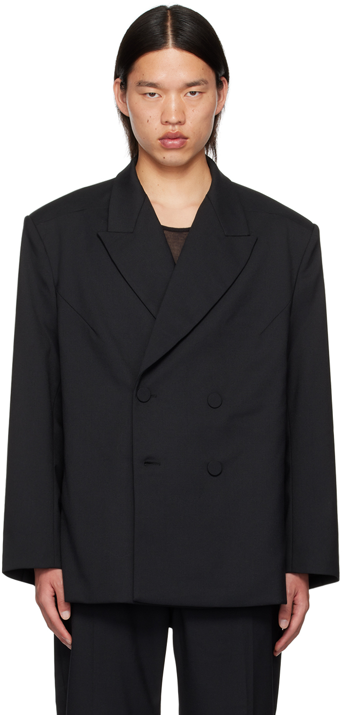 Shop Entire Studios Black Double-breasted Blazer