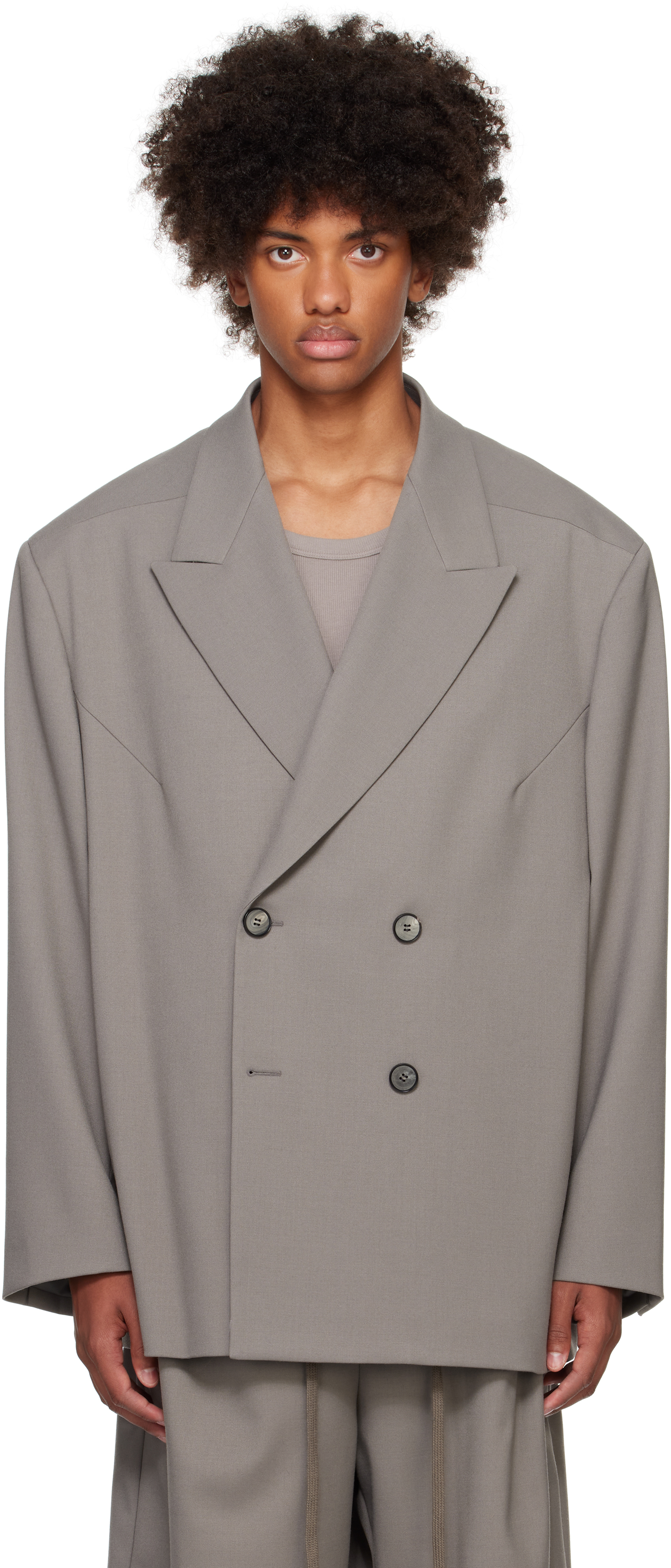 ENTIRE STUDIOS GRAY DOUBLE BREASTED BLAZER 