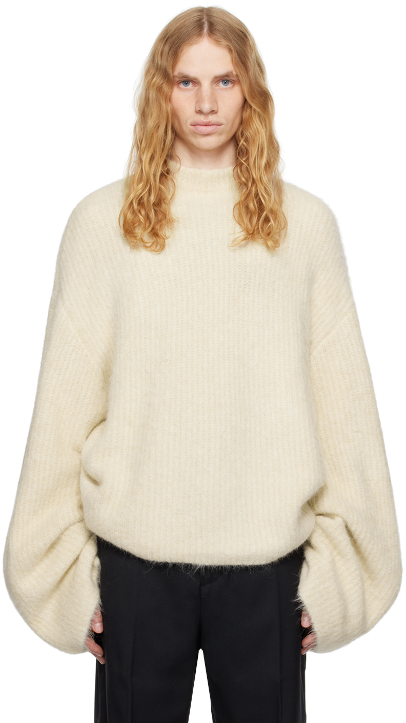 ENTIRE STUDIOS BEIGE HEAVY KNIT CREW SWEATER 