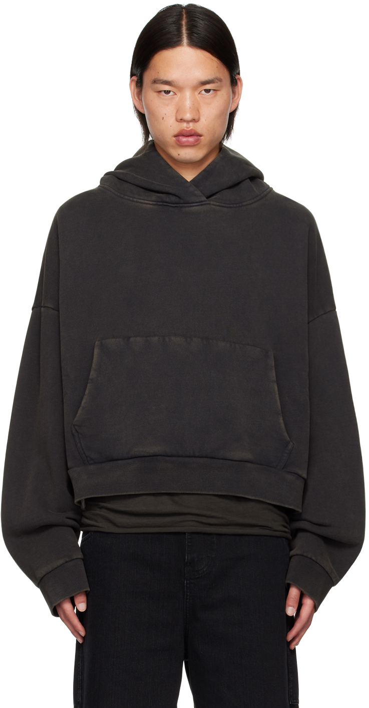 Shop Entire Studios Black Heavy Hoodie In Washed Black