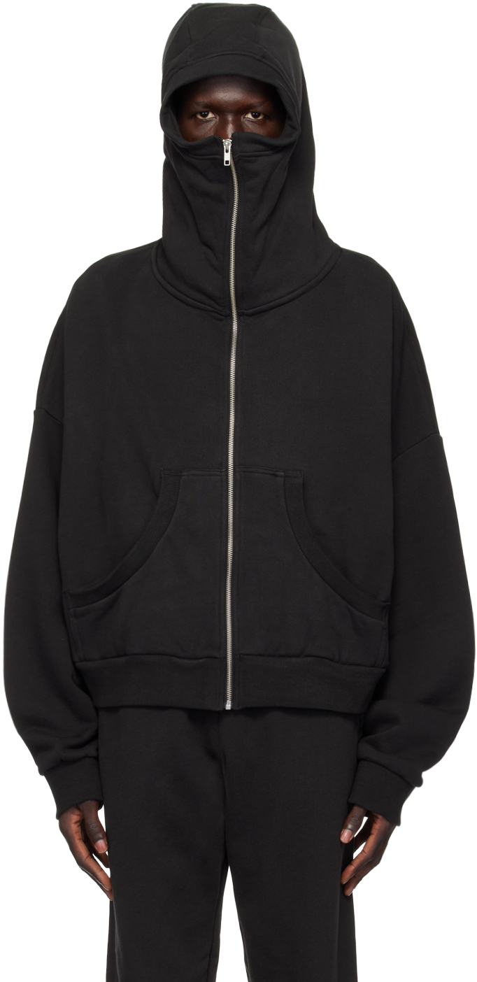 Shop Entire Studios Black Full Zip Hoodie In Soot