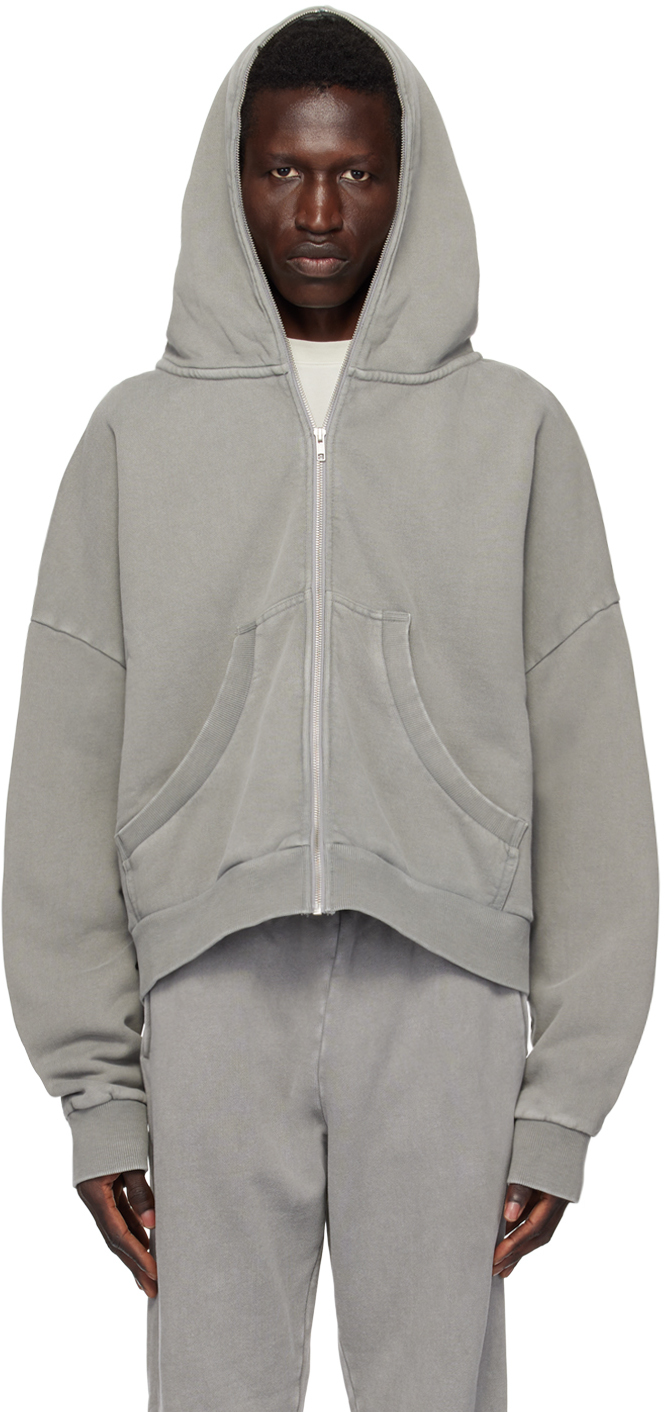 Shop Entire Studios Gray Eternal Zip Hoodie In Rhino