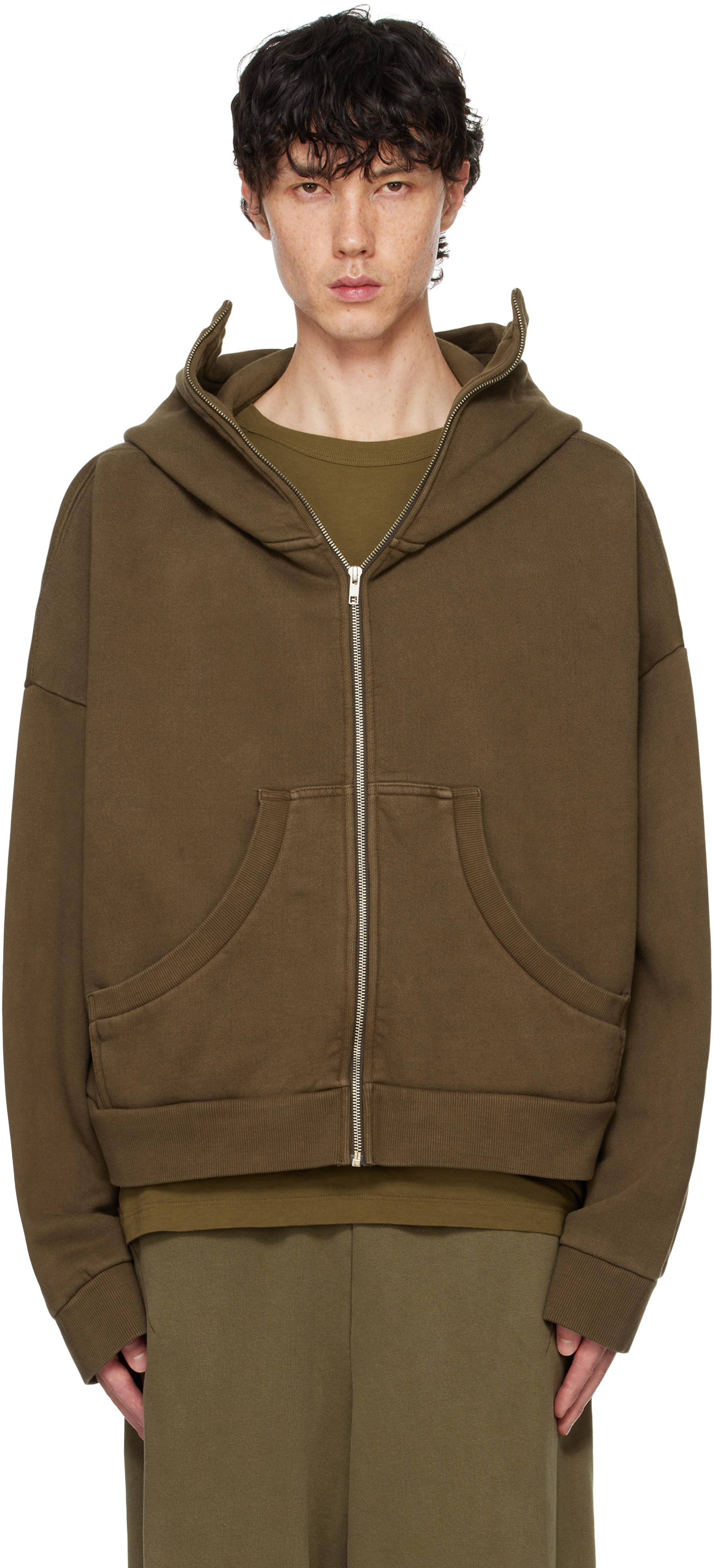 Shop Entire Studios Brown Full Zip Hoodie In Brunette