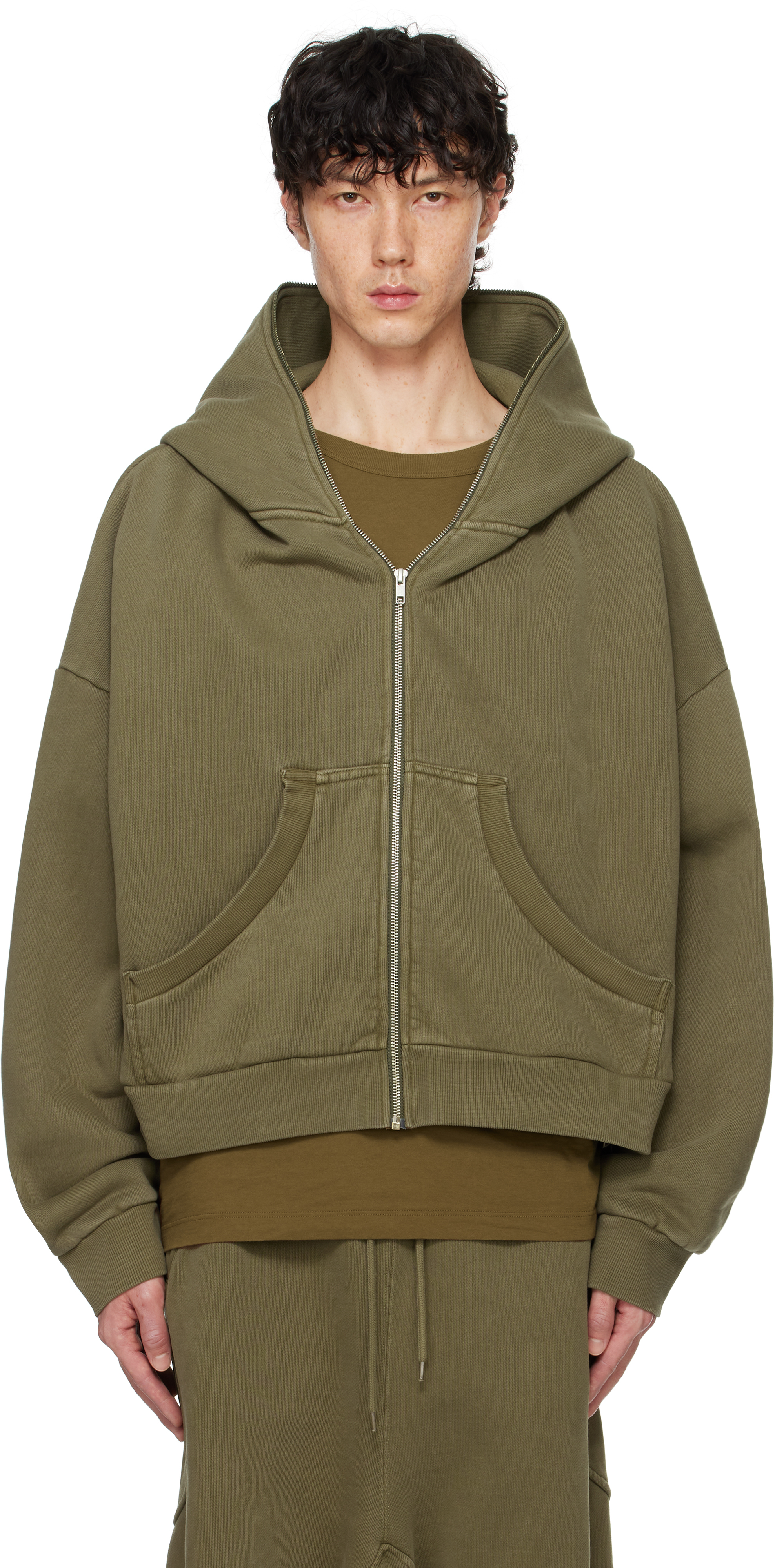 Shop Entire Studios Khaki Eternal Zip Hoodie In Military