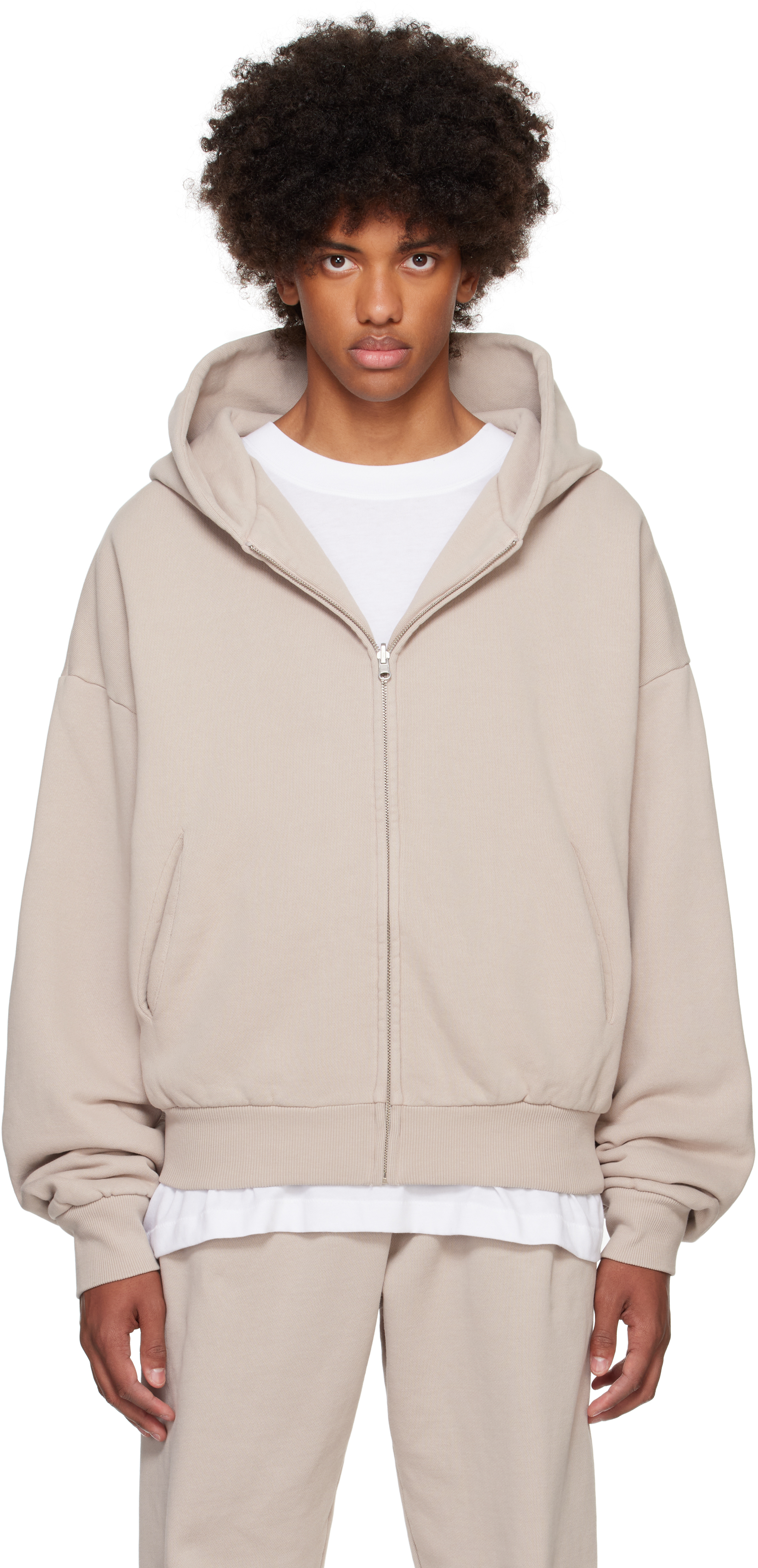 Beige Thermal Hoodie