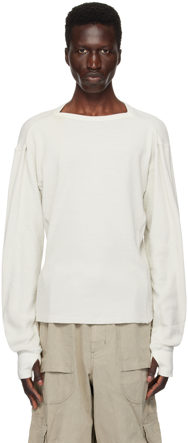 Shop Entire Studios Off-white Thermal Long Sleeve T-shirt In Rice