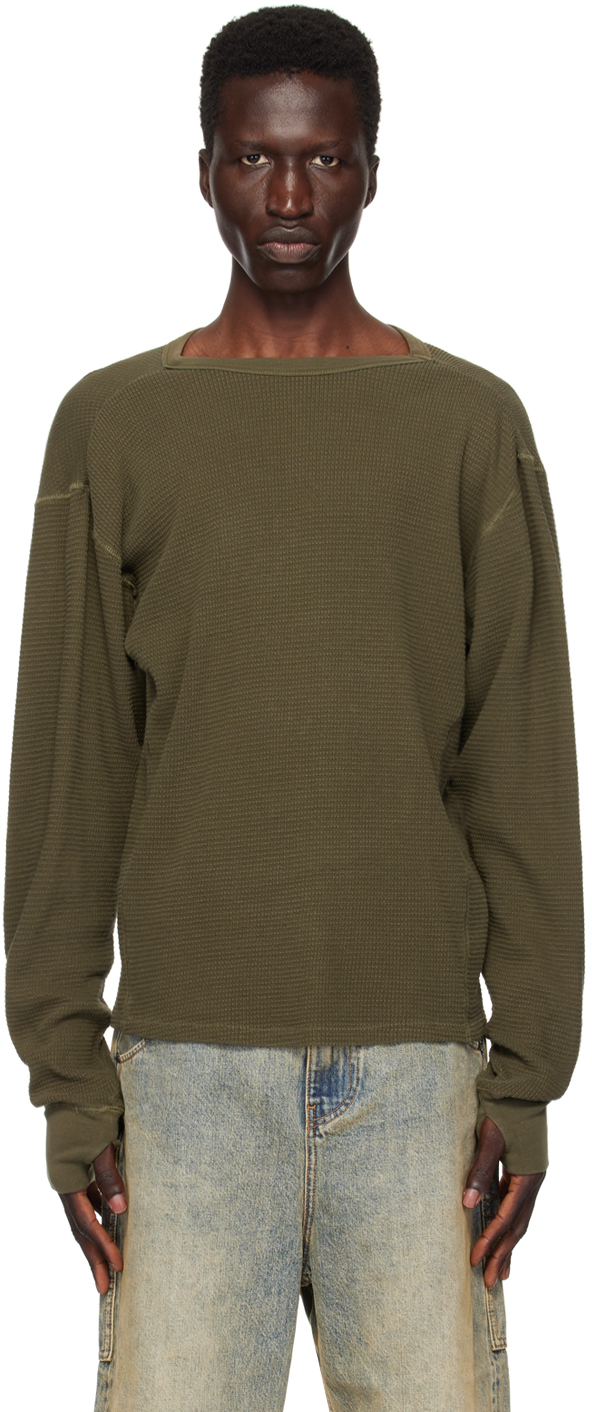 Shop Entire Studios Khaki Thermal Long Sleeve T-shirt In Military