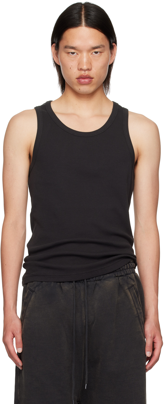 Shop Entire Studios Black Rib Tank Top In Soot