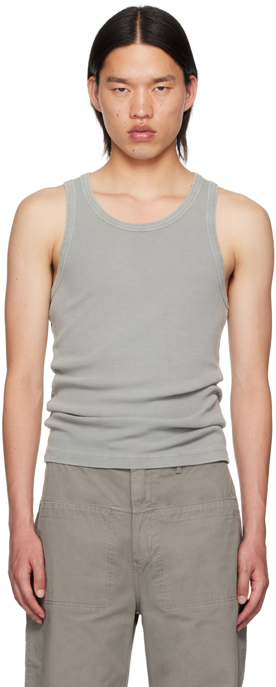 Shop Entire Studios Gray Rib Tank Top In Rhino