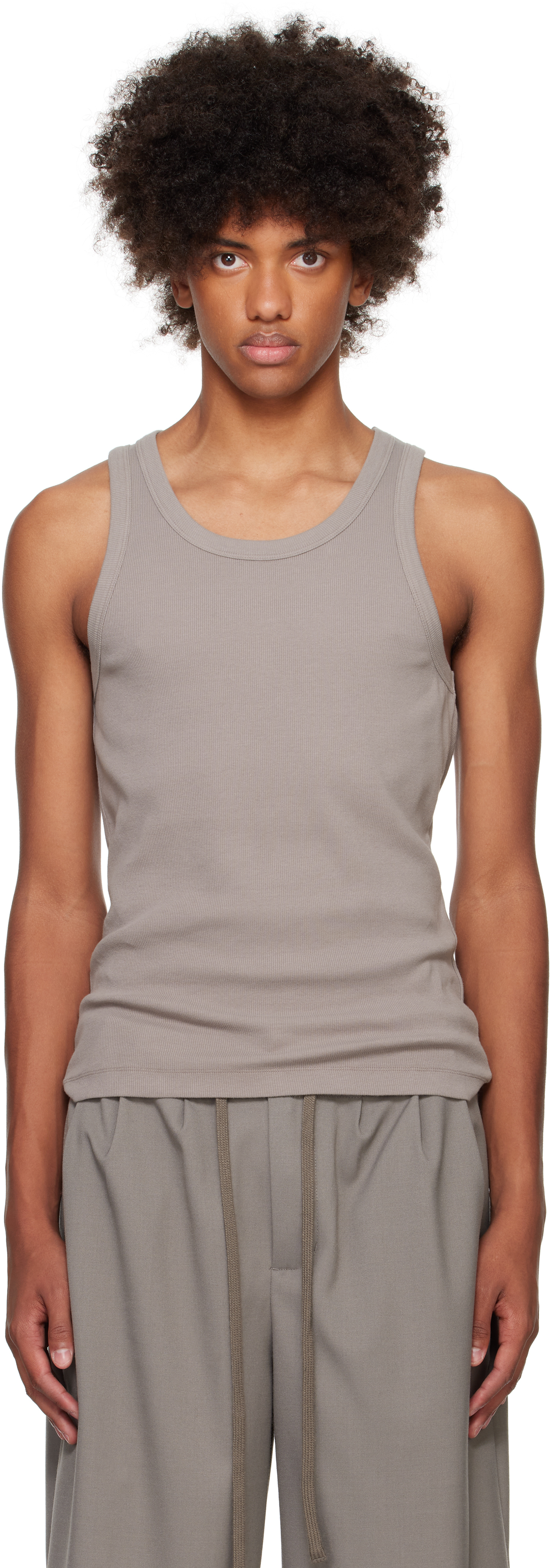 Shop Entire Studios Gray Rib Tank Top In Satellite