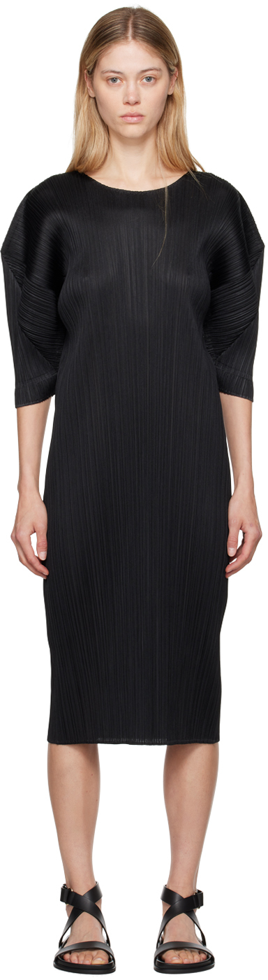 Shop Issey Miyake Black Monthly Colors July Midi Dress In 15 Black