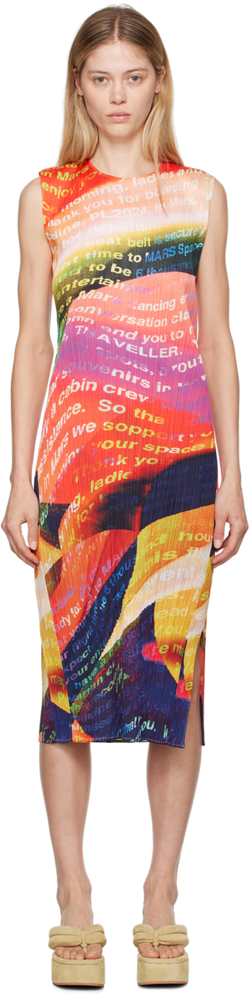 Issey Miyake Orange Voyager Midi Dress In 94 Sunset Orange