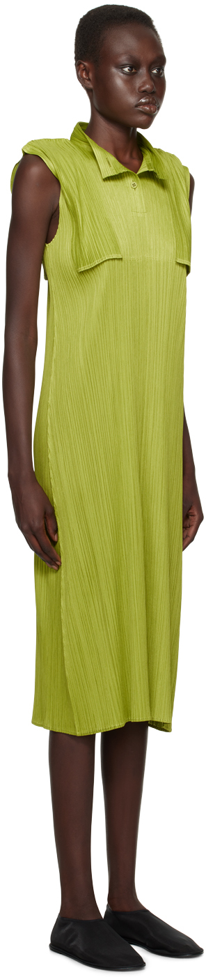 Issey Miyake Green Monthly Colors August Midi Dress In 61 Grass Green