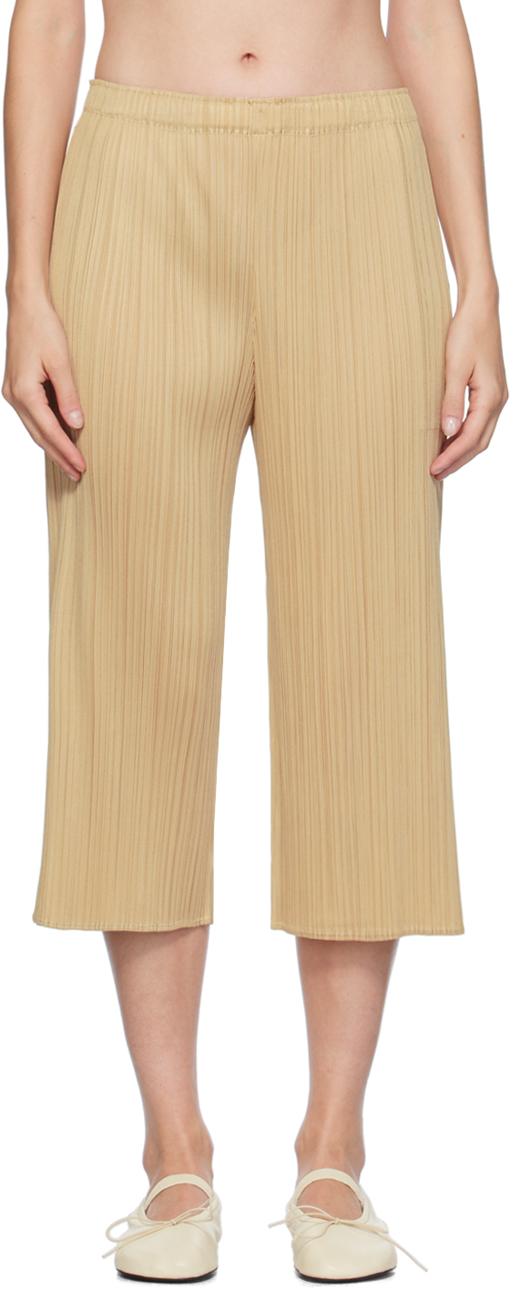 Shop Issey Miyake Beige Monthly Colors August Trousers In 41 Beige