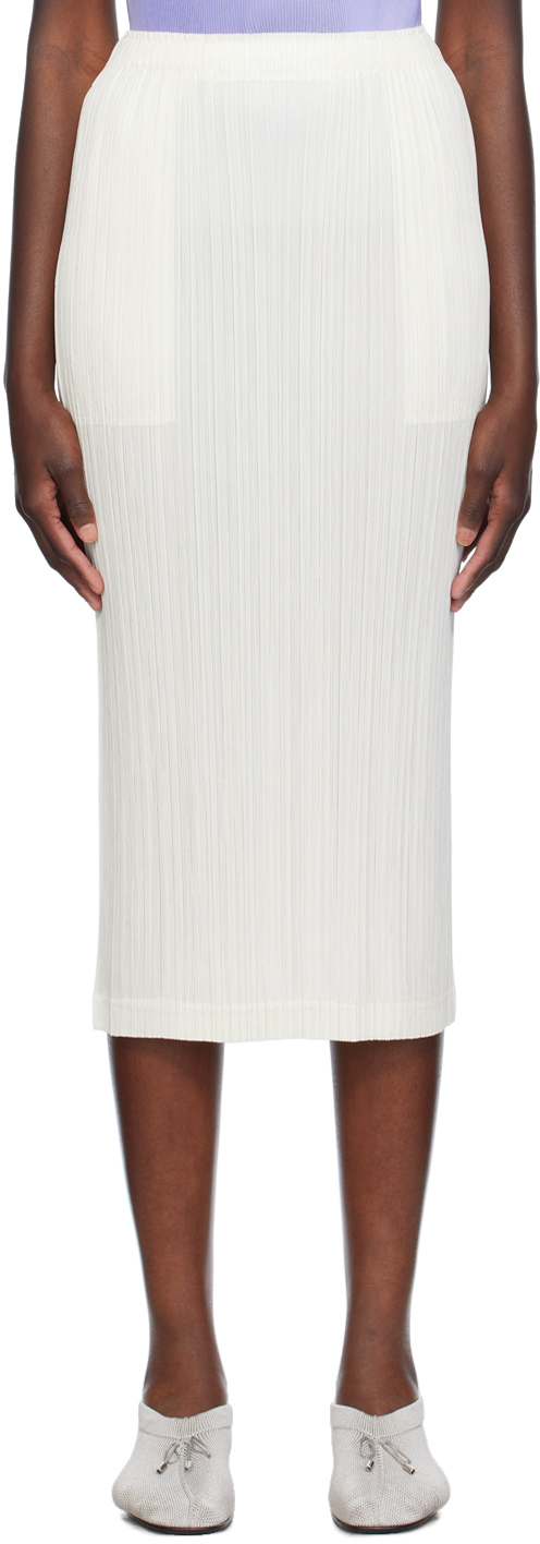 PLEATS PLEASE ISSEY MIYAKE: Off-White Thicker Bottoms 1 Midi Skirt  