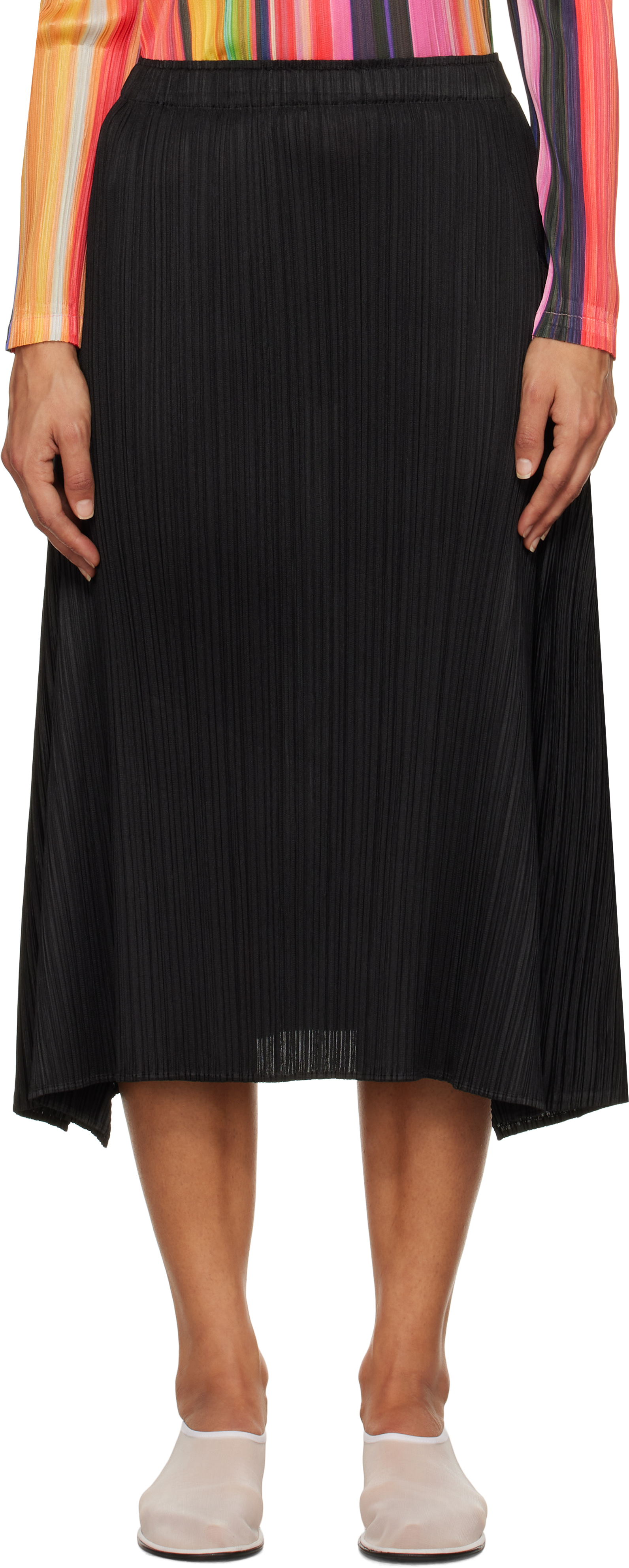 Black Efficient Square Midi Skirt