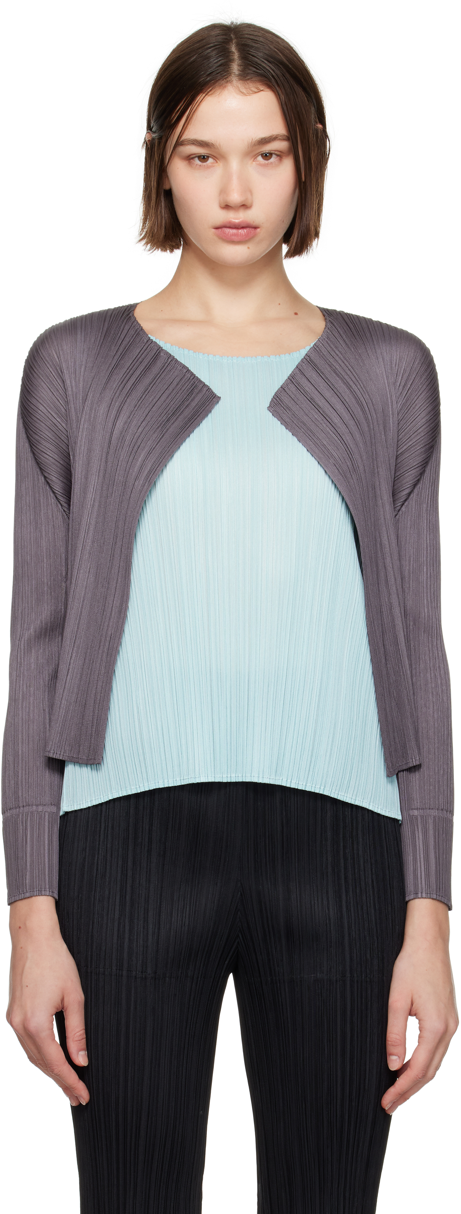 Shop Issey Miyake Gray Monthly Colors September Cardigan In 19 Dark Gray