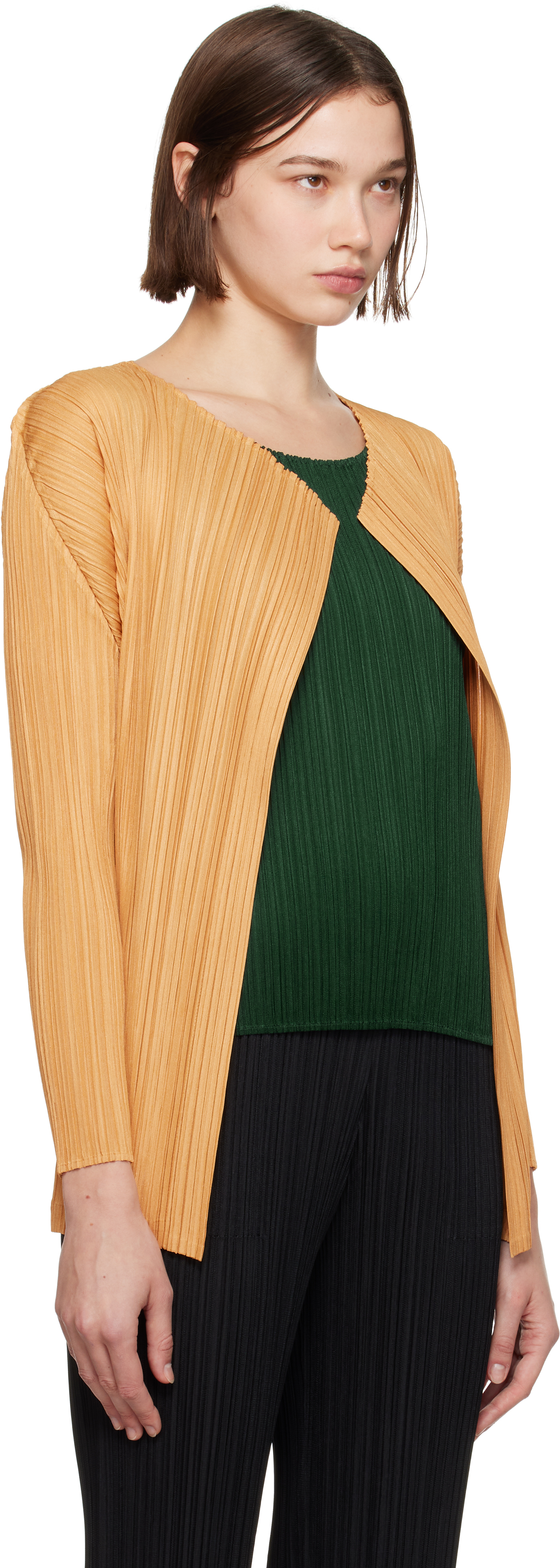 Issey Miyake Orange Mellow Pleats Cardigan In 31 Pale Orange