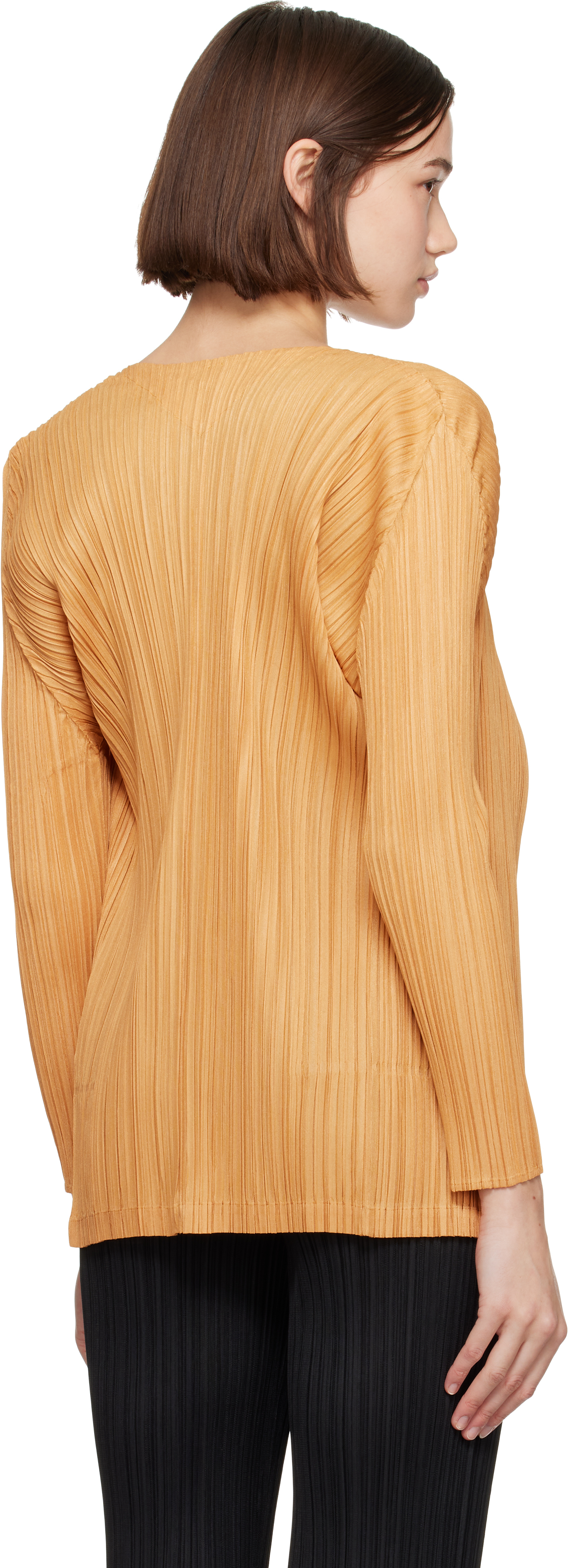Issey Miyake Orange Mellow Pleats Cardigan In 31 Pale Orange