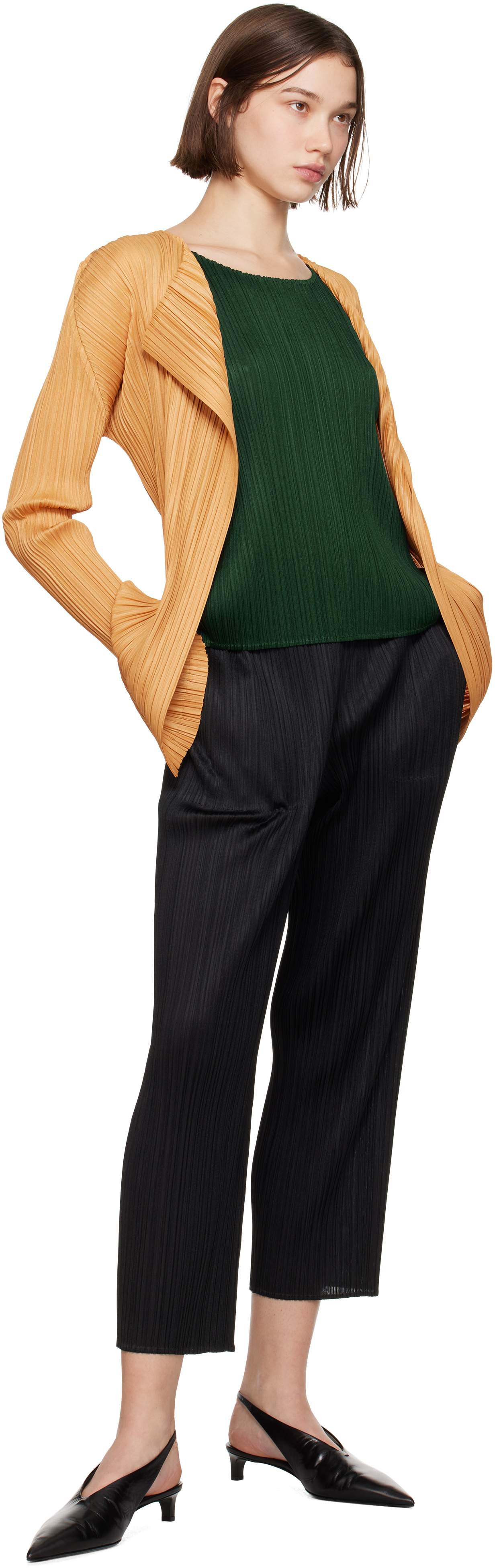 Issey Miyake Orange Mellow Pleats Cardigan In 31 Pale Orange