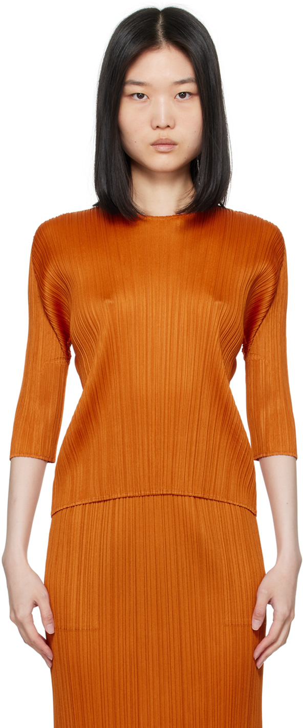 Shop Issey Miyake Orange Monthly Colors April Top In 46 Brown Chile