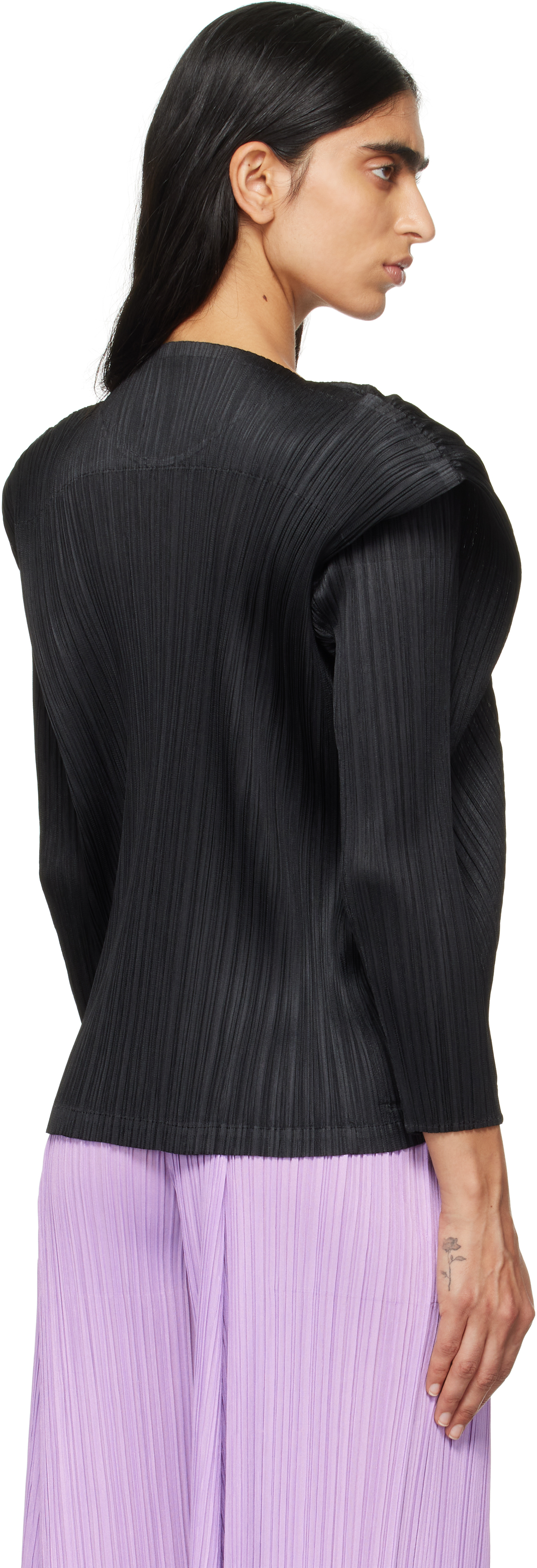 Issey Miyake Womens Black September Long-sleeve Knitted Top In 15 Black