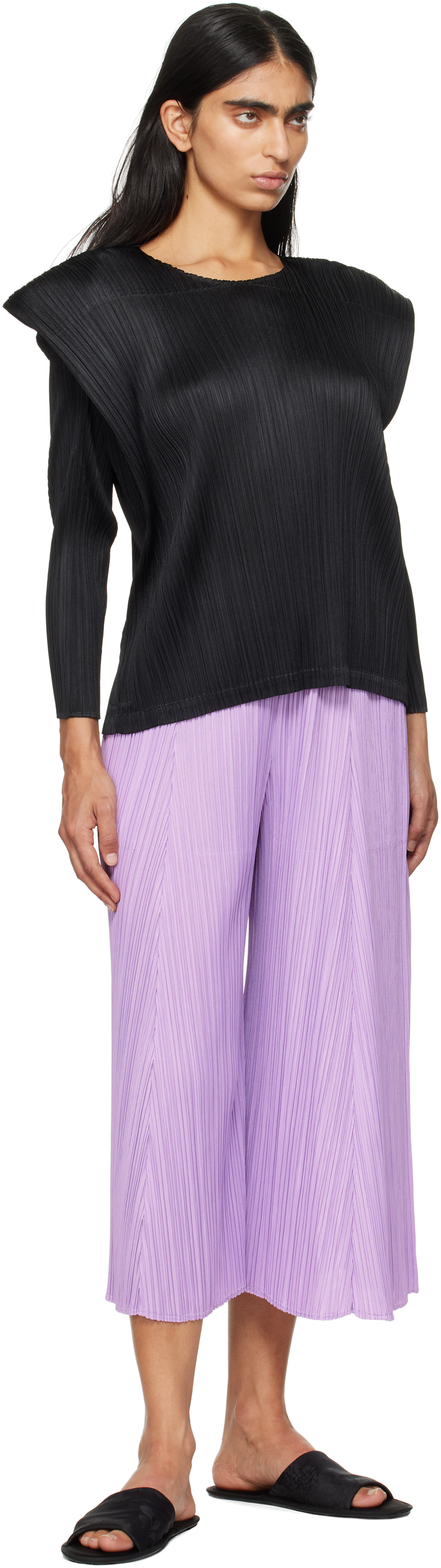 Issey Miyake Womens Black September Long-sleeve Knitted Top In 15 Black