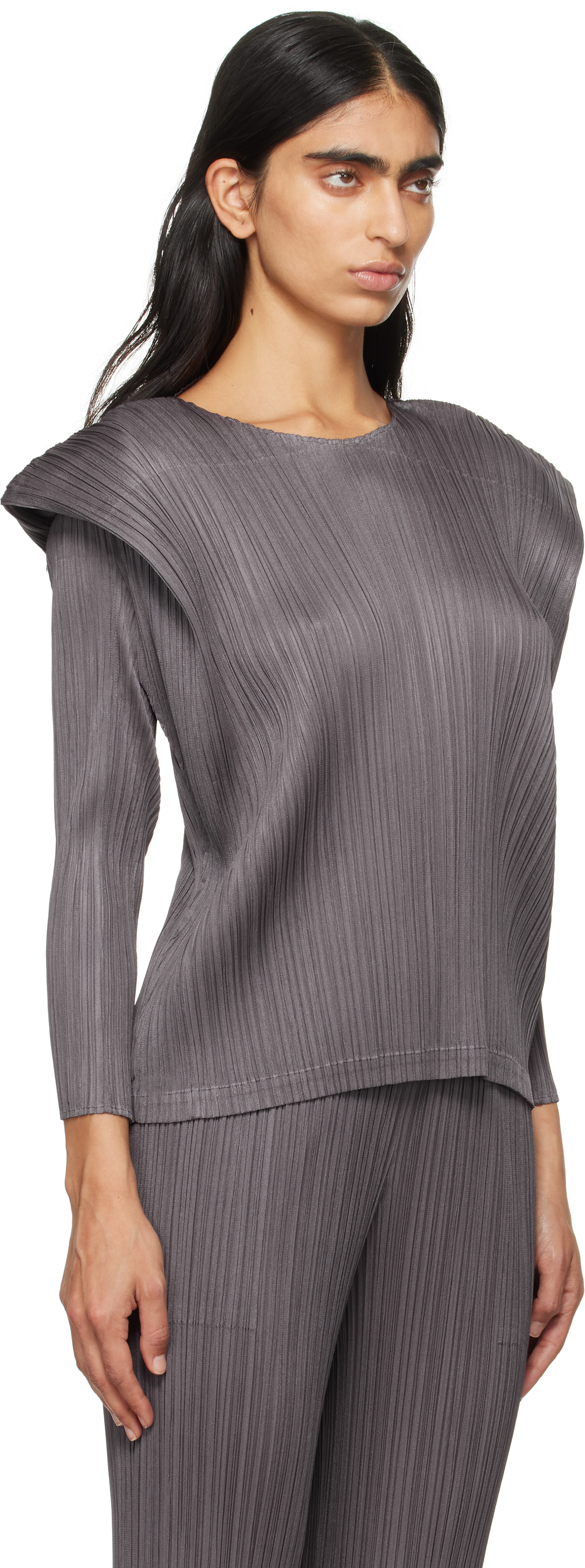 Shop Issey Miyake Gray Monthly Colors September Top In 19 Dark Gray