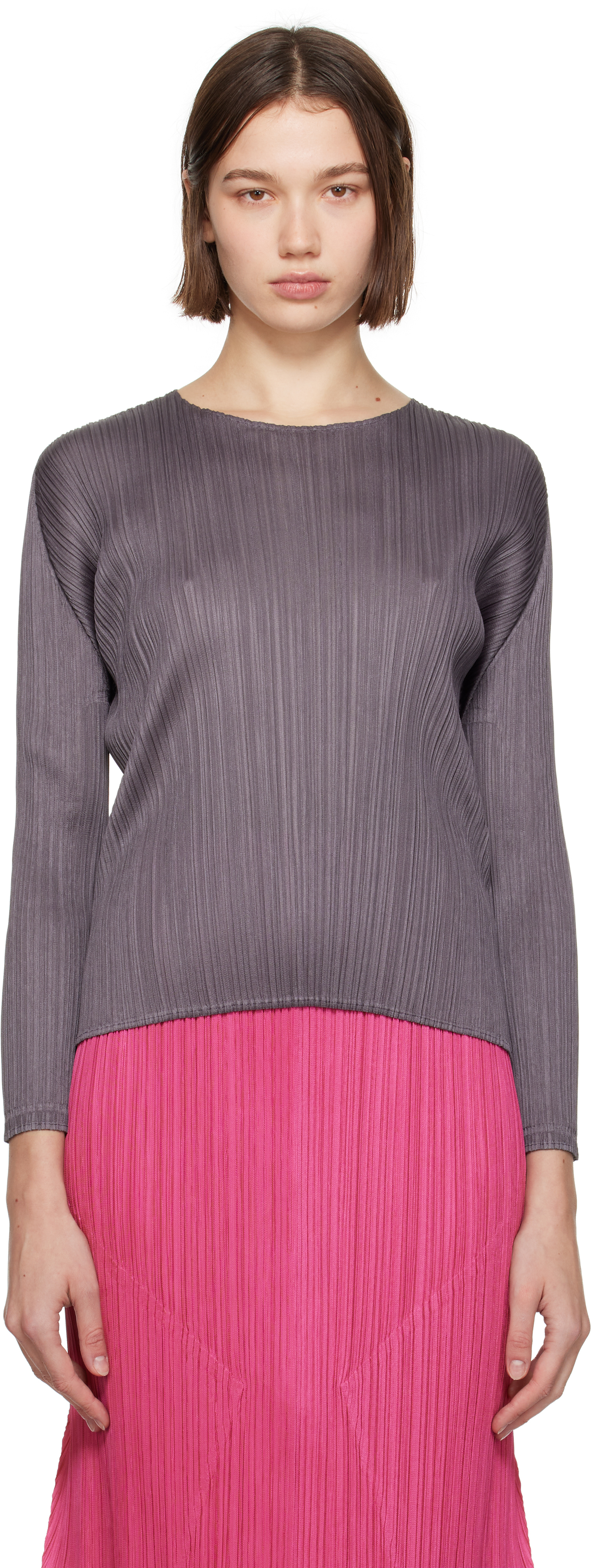Issey Miyake Gray Monthly Colors September Top In 19 Dark Gray