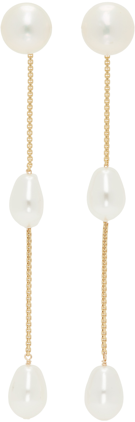 Gold Small Pearl Drop Earrings