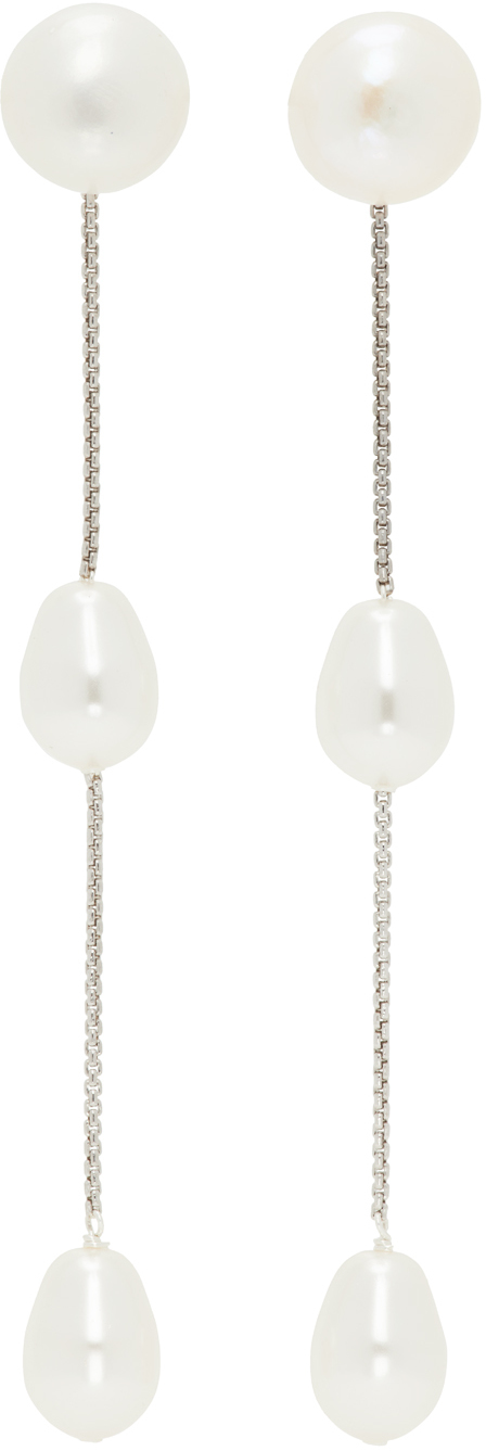 Silver Small Pearl Drop Earrings