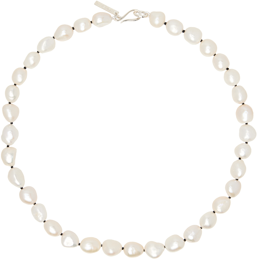 Shop Sophie Buhai White Simple Baroque Pearl Collar Necklace In Sterling Silver