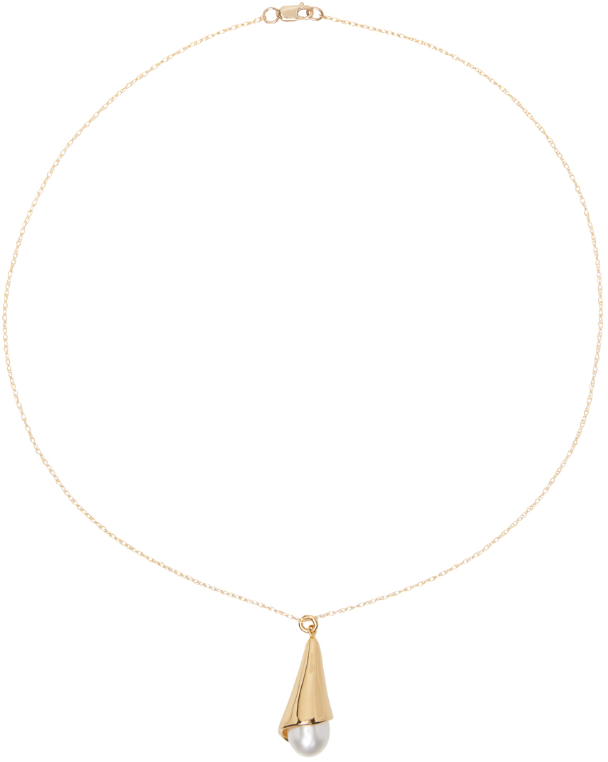 Shop Sophie Buhai ゴールド パール ドロップ ペンダント ネックレス In 18k Gold Vermeil