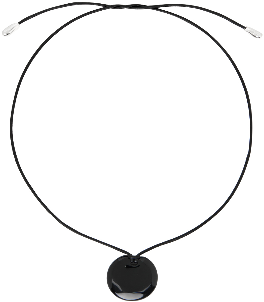 Black Small Full Moon Pendant Necklace