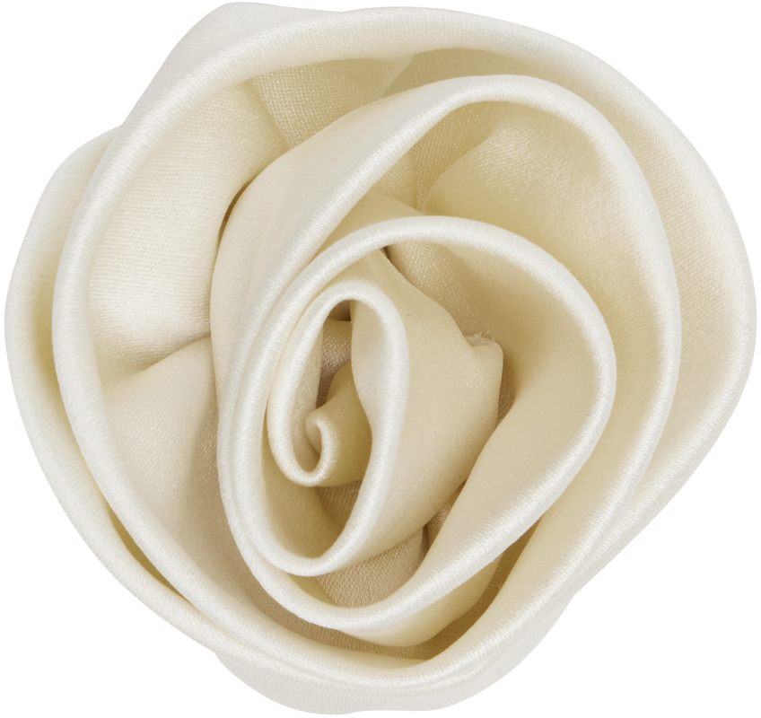 SATIN ROSE HAIR TIE OFF WHITE SATIN ROSE HAIR TIE OFF WHITE