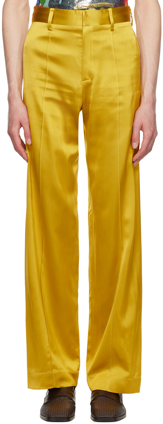 Shop Theophilio Ssense Exclusive Yellow Pinched Seam Trousers