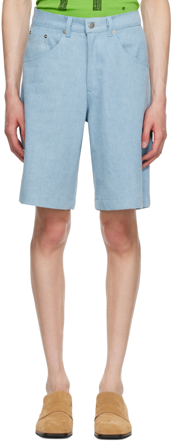 Theophilio: SSENSE Exclusive Blue Denim Shorts | SSENSE