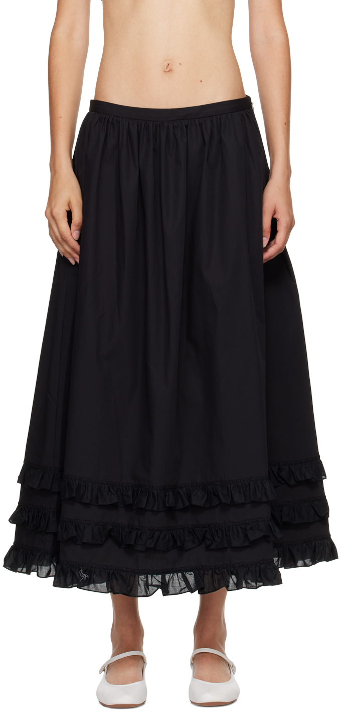 Shop Molly Goddard Black Olive Midi Skirt