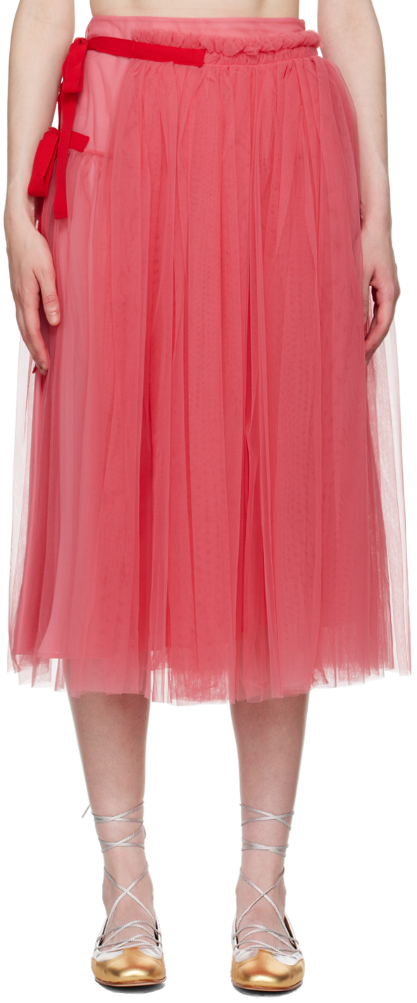 Shop Molly Goddard Pink Lottie Midi Skirt