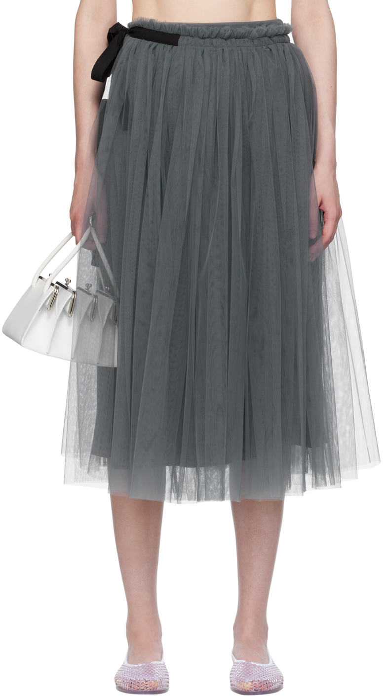 Shop Molly Goddard Gray Lottie Midi Skirt In Grey