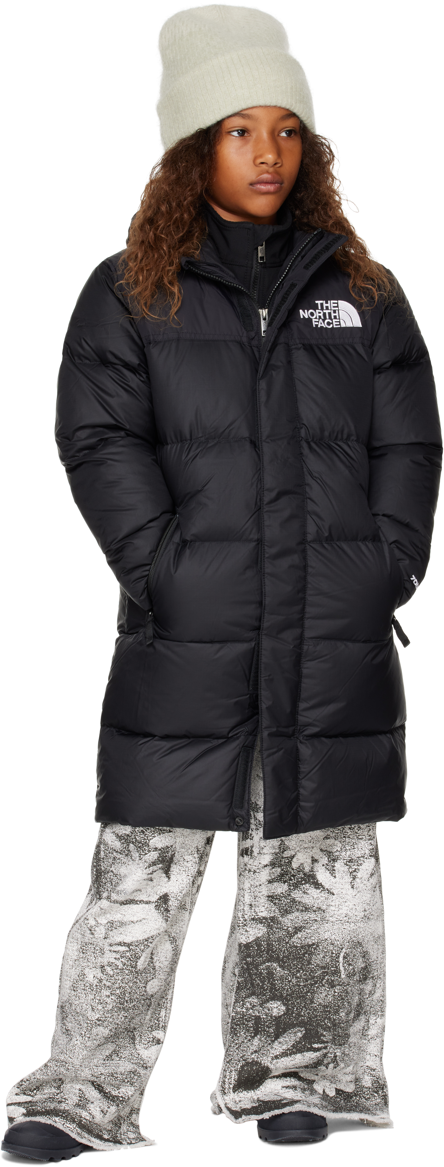 The North Face Big Kids Black Nuptse Long Down Coat In Jk3 Tnf Black