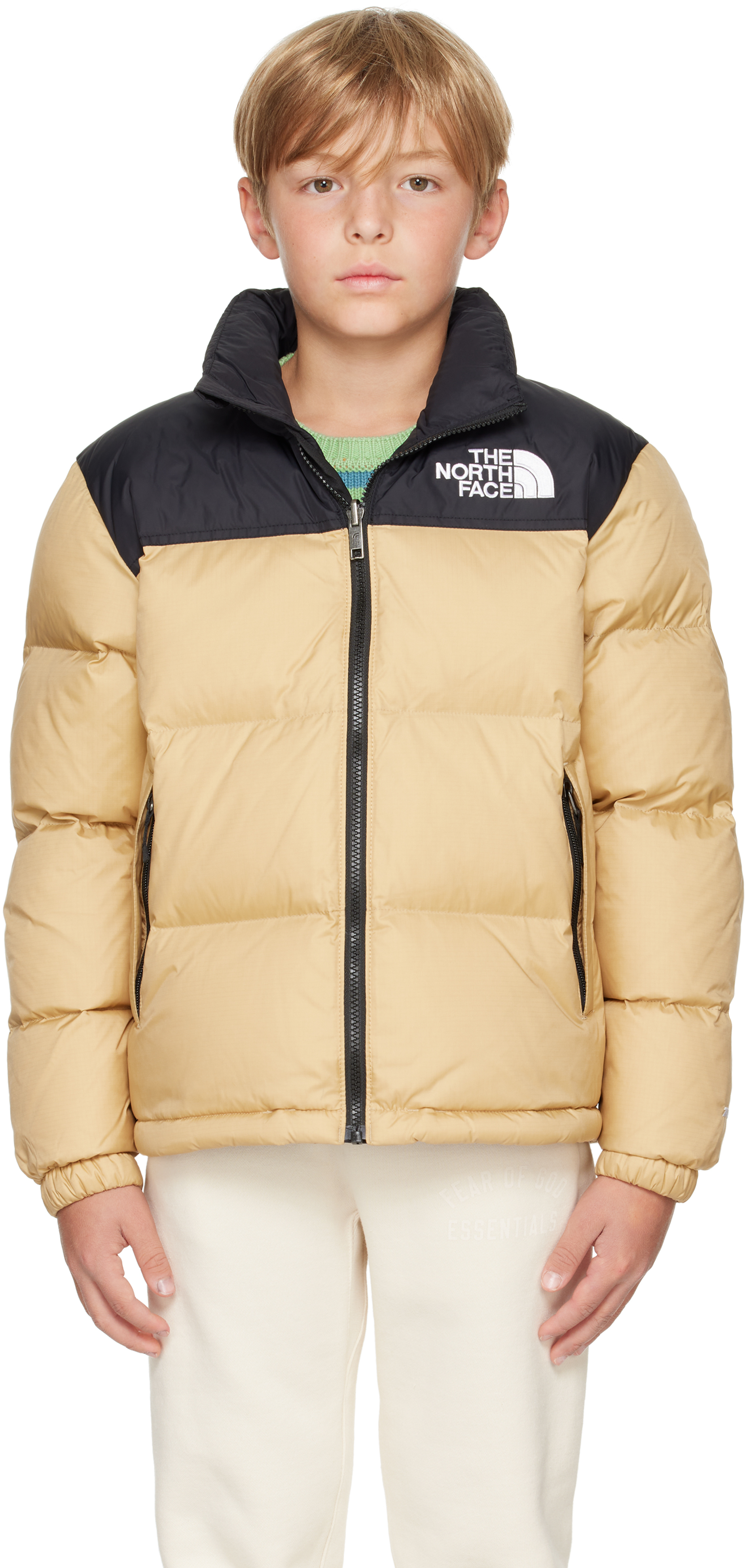 THE NORTH FACE BIG KIDS BEIGE 1996 RETRO NUPTSE DOWN JACKET 