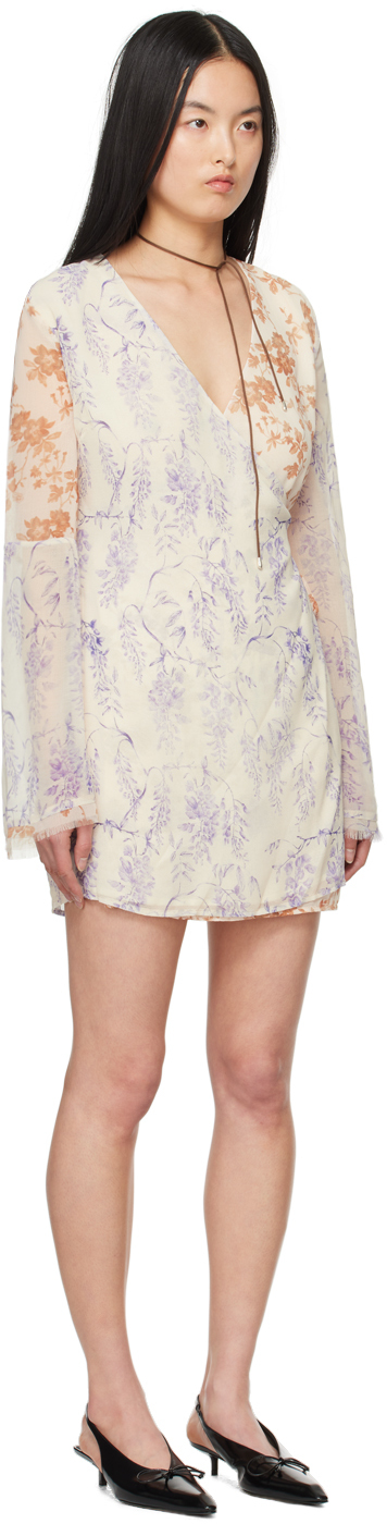 Holzweiler Beige Patchwork Minidress In 1050 Multicolor