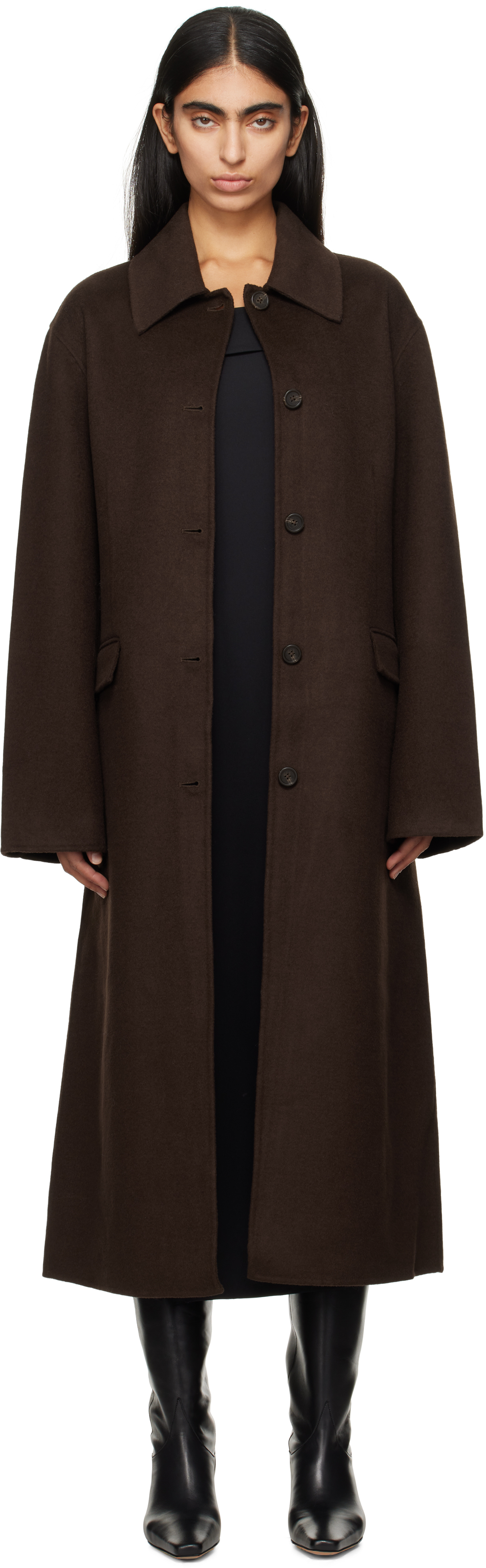 Shop Holzweiler Brown Felsa Wool Coat In 1105 Dk. Brown