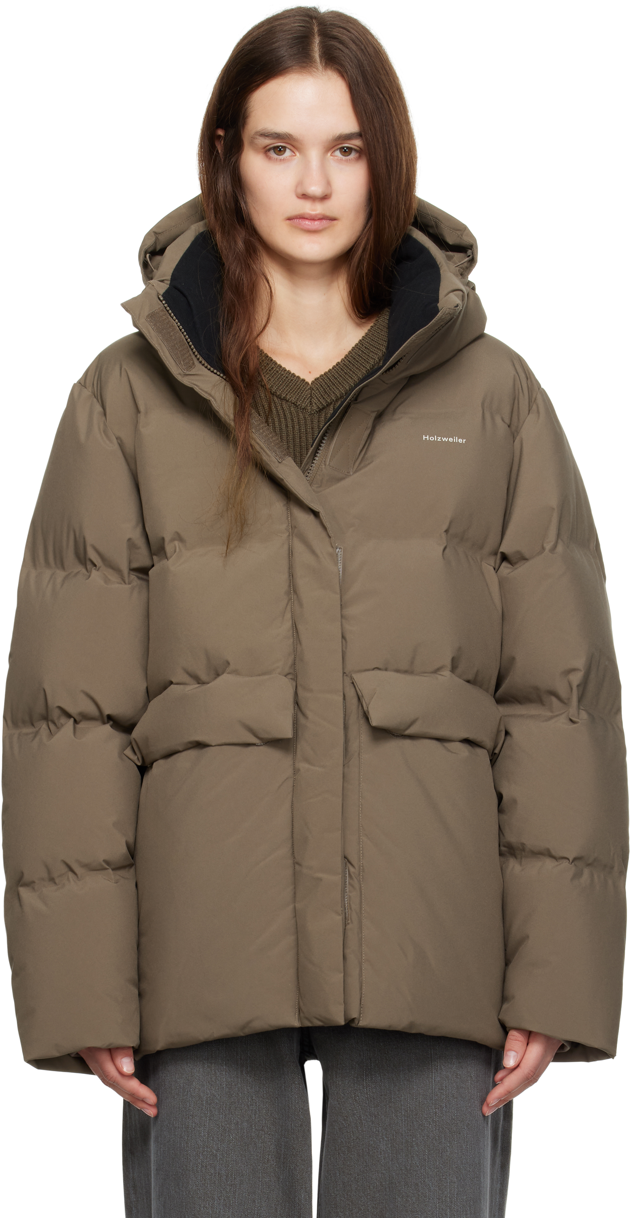 Shop Holzweiler Taupe Besseggen Down Jacket In 1106 Taupe