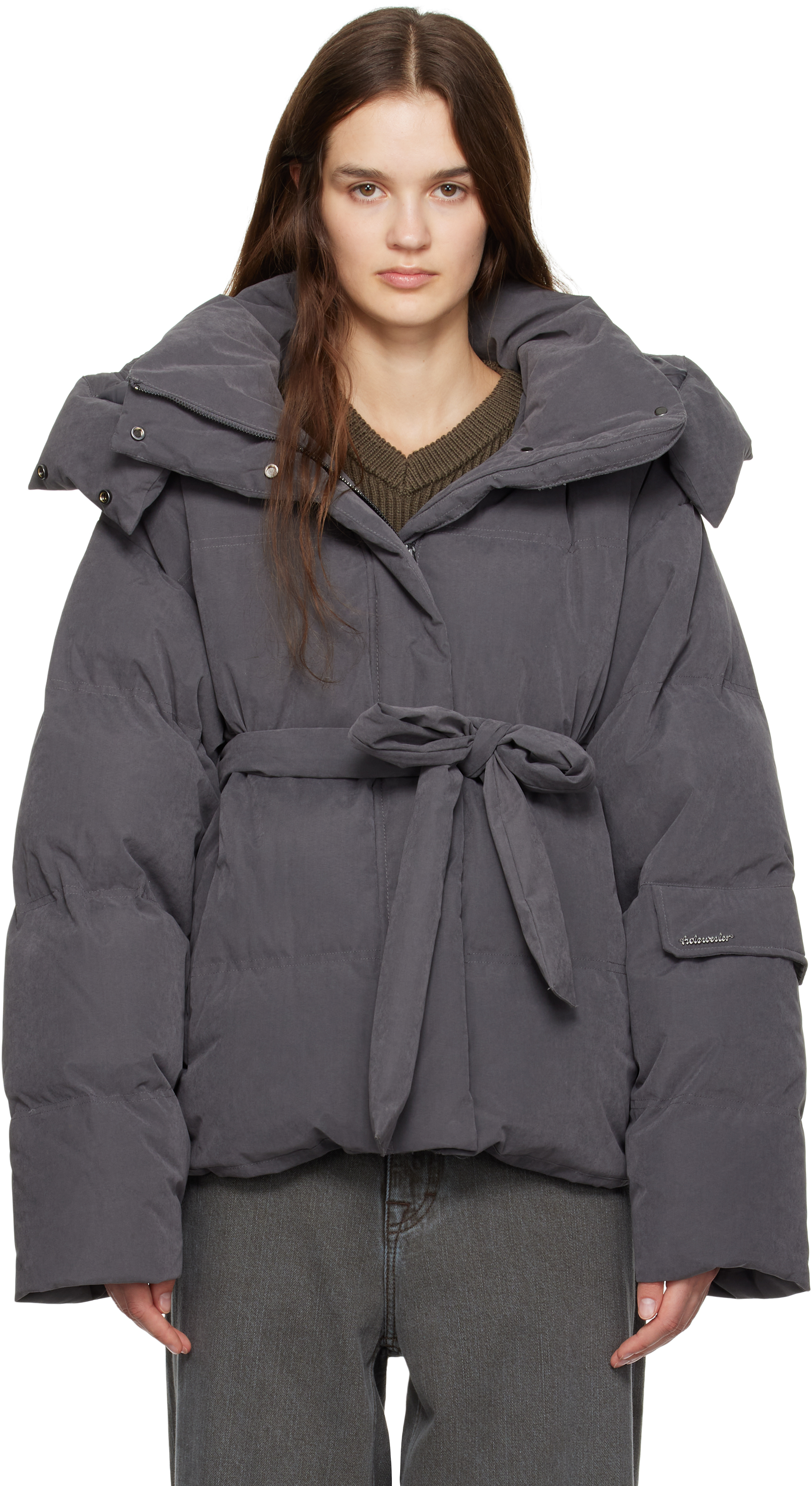 HOLZWEILER GRAY STEILIA BRUSHED DOWN JACKET 