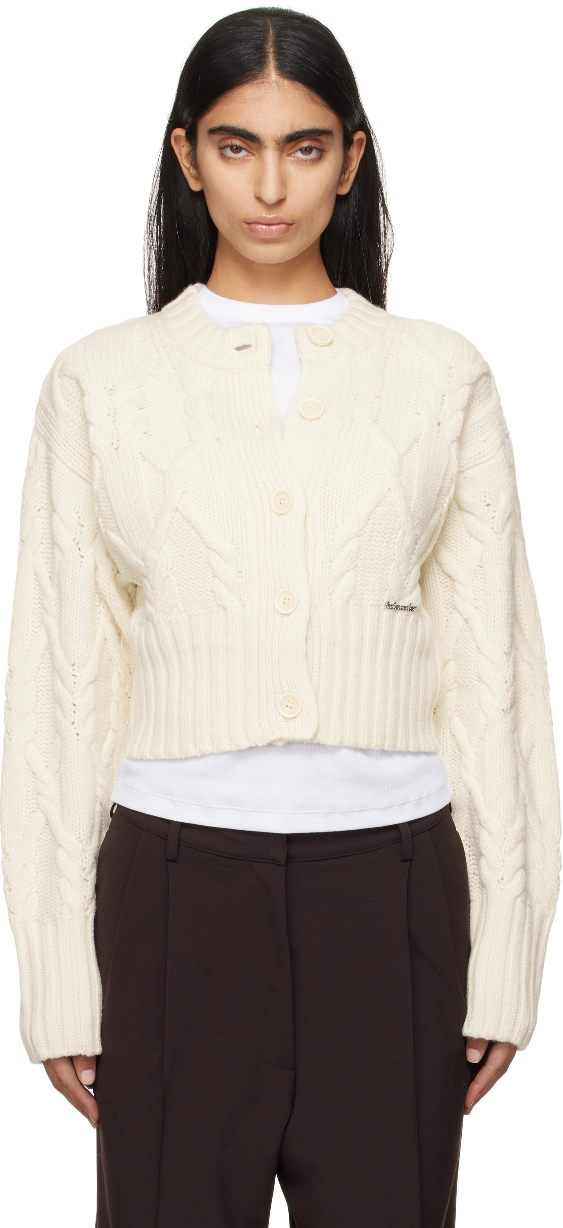 HOLZWEILER OFF-WHITE CHUNKY CABLE CARDIGAN 