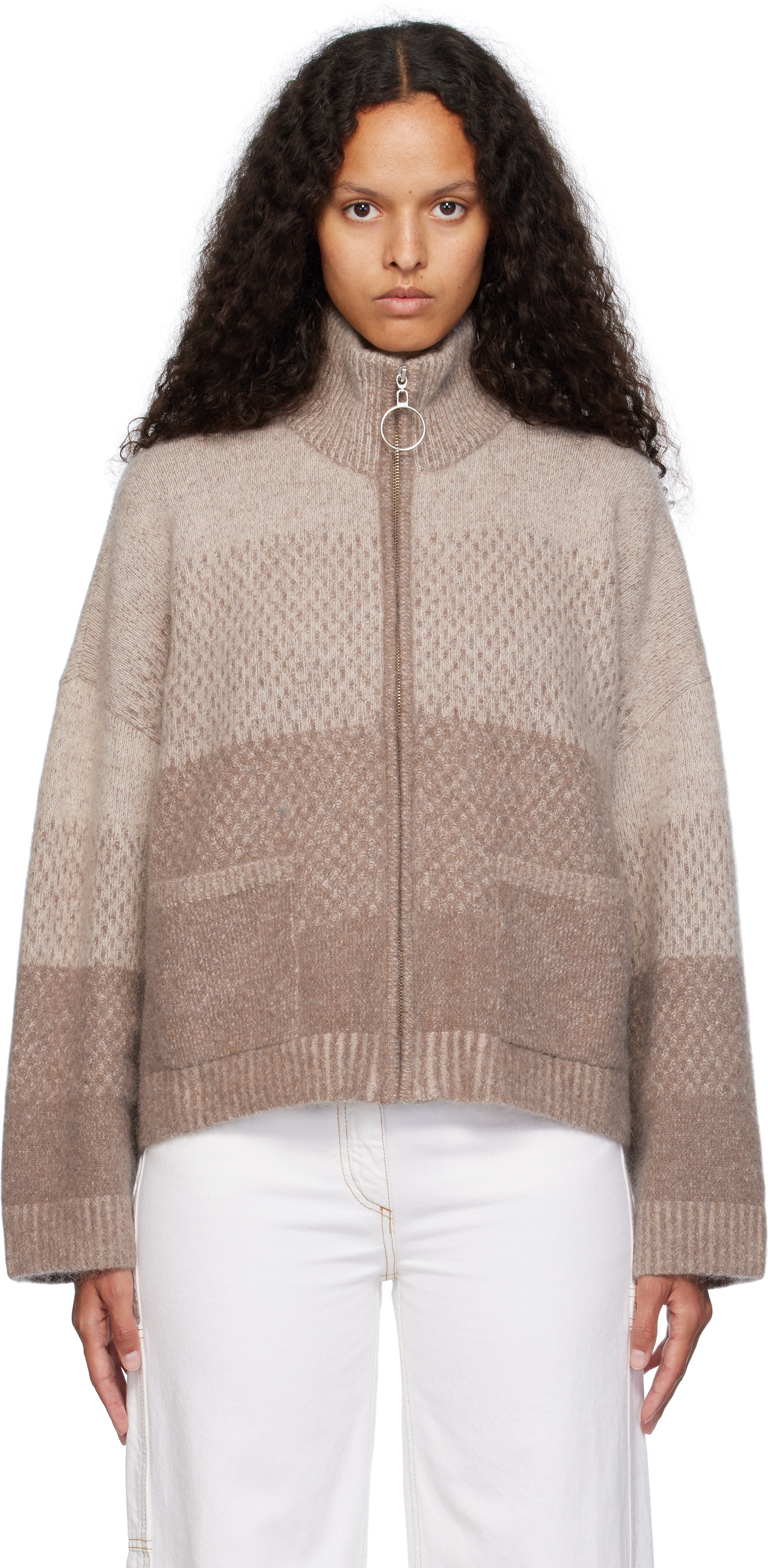 Shop Holzweiler Taupe Tine Cardigan In 1216 Burgundy