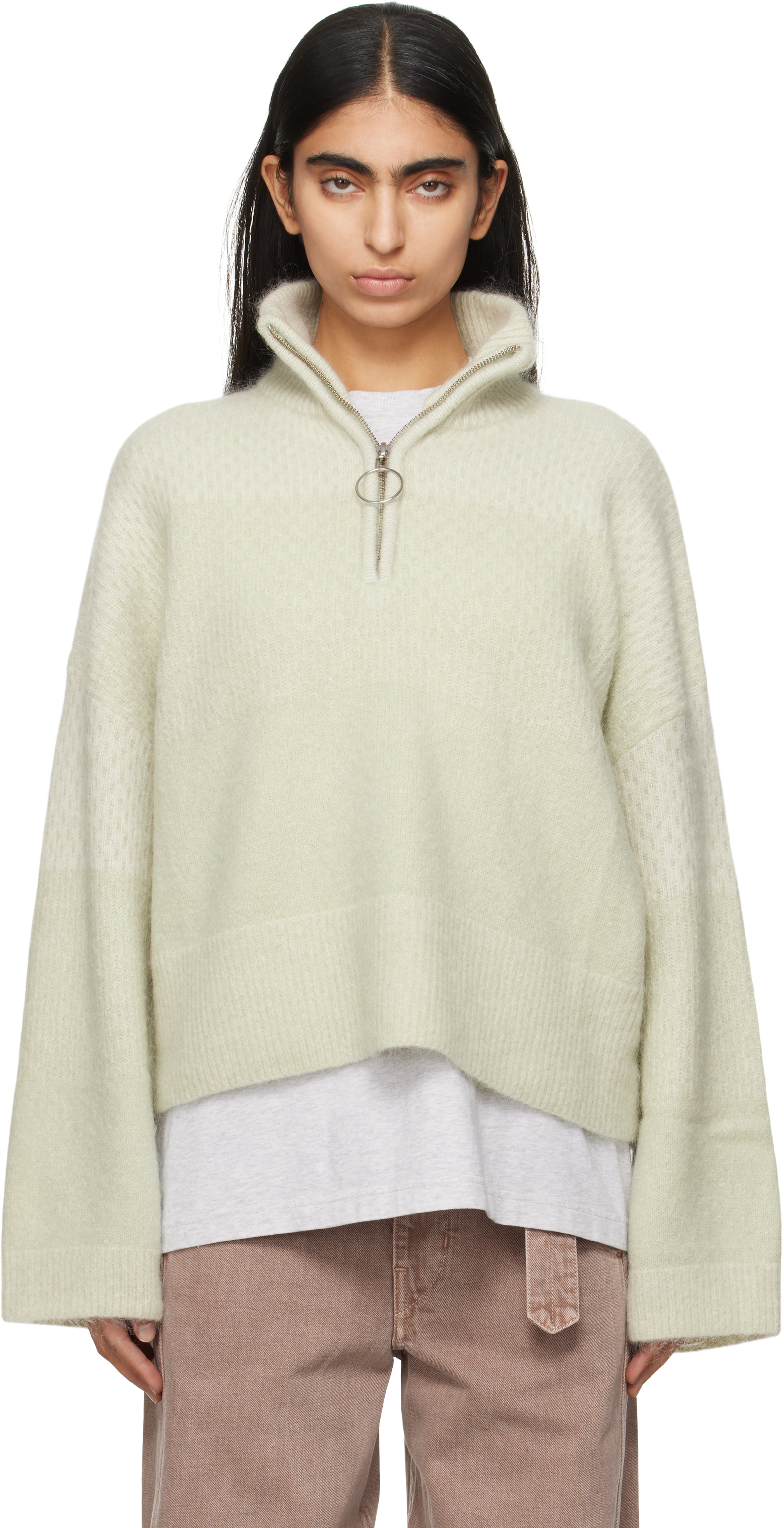 Green Tine Half-Zip Sweater