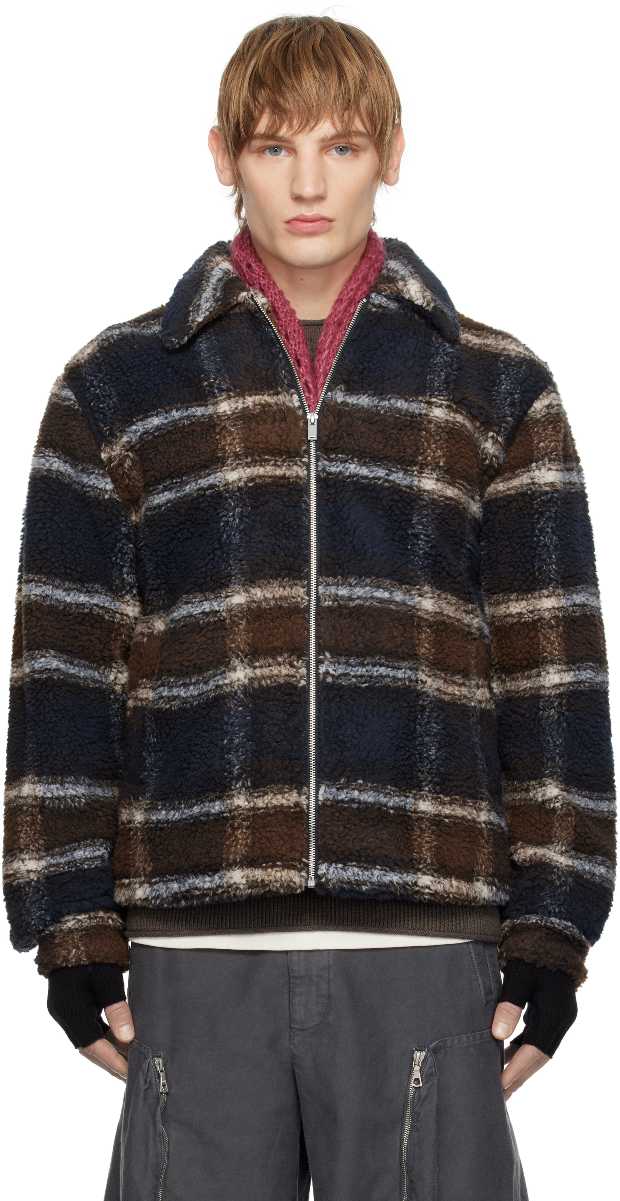 Brown Elix Check Fleece Jacket